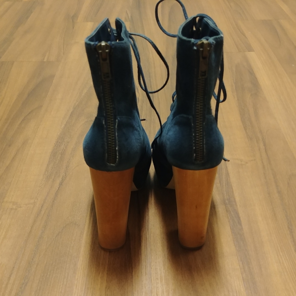 Steve Madden Genuine leather teal platform booties - Picture 4 of 8